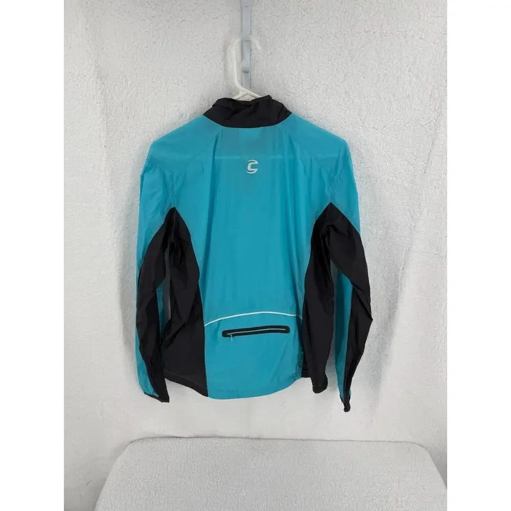 Cannondale Teal Black Full Zip Reflective‎ Accents Rear Pocket Jacket Medium